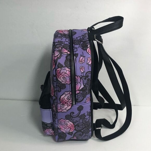 kuromi roses lace mini backpack purple sanrio zippered front pocket adju… - Picture 3 of 6